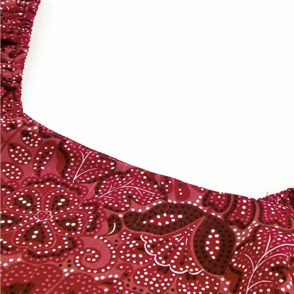 Square Neck Floral Bandana Crop Blouse Bohemian Top - Picture 9 of 15